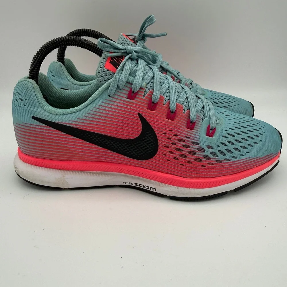 Women's Nike Air Zoom Pegasus 34 Mica Blue Racer Pink Running Sneakers Size 8‎